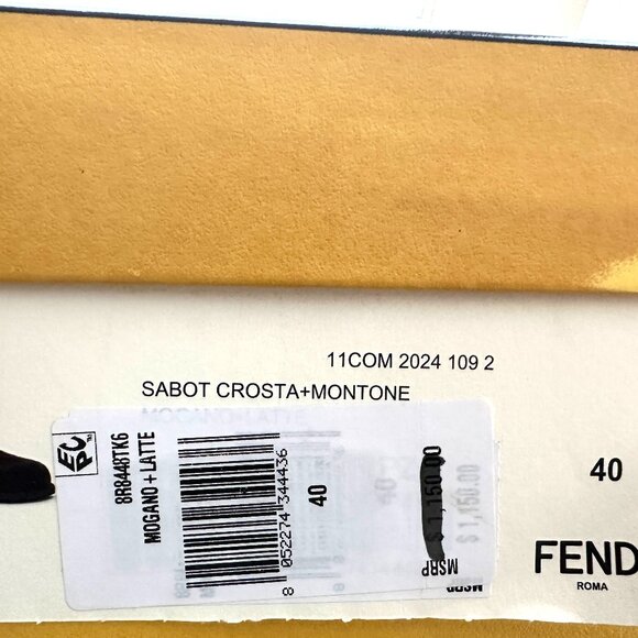 FENDI Feel FF Shearling  Buckled Sabots Mules Slides Flat Clog Sandals - Picture 16 of 16